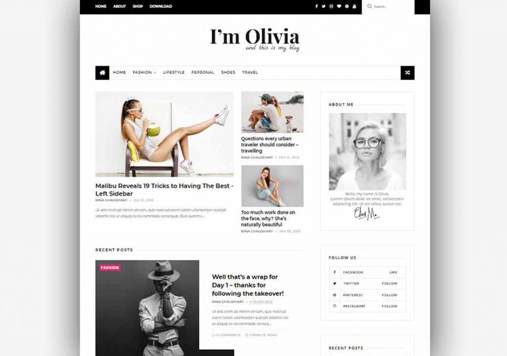 Olivia Blogger Template Clean & Responsive
