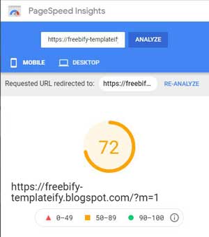 Google Page Speed Report Freebify Blogger Template On Mobile
